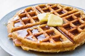 delicious waffle with butter & syrup